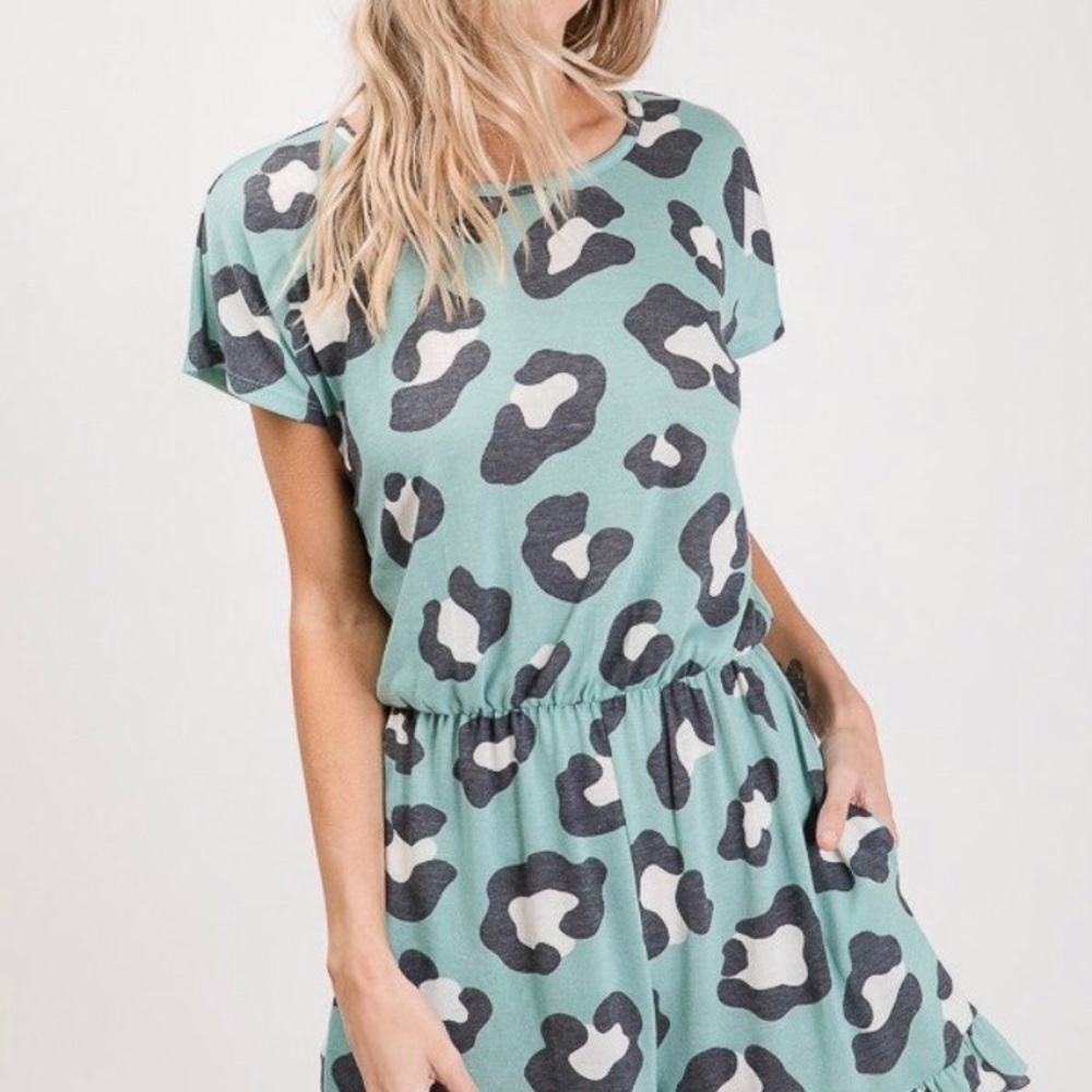 Aqua leopard romper